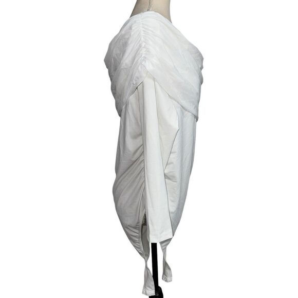 NWOT Solid White long Sleeve One Shoulder bodysuit size 3X overlay Top Dressy - Picture 4 of 11